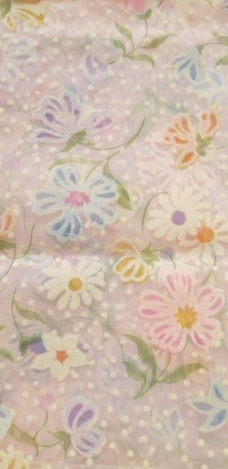 Vintage Flocked Fabric Orchid Sheer Flocked Colorful Floral Fabric Dotted Swiss 2