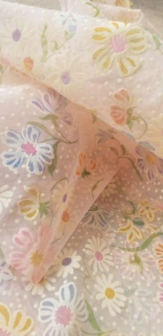 Vintage Flocked Fabric Orchid Sheer Flocked Colorful Floral Fabric Dotted Swiss 3