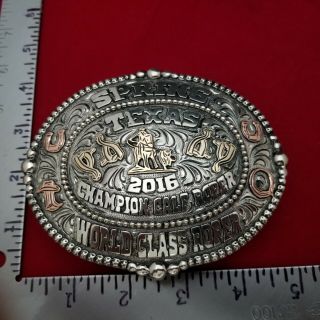 2016 RODEO TROPHY BUCKLE VINTAGE SPRING TEXAS COWBOY CALF ROPING CHAMPION 652 2