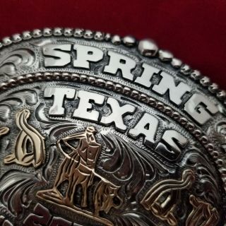 2016 RODEO TROPHY BUCKLE VINTAGE SPRING TEXAS COWBOY CALF ROPING CHAMPION 652 4