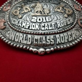 2016 RODEO TROPHY BUCKLE VINTAGE SPRING TEXAS COWBOY CALF ROPING CHAMPION 652 7