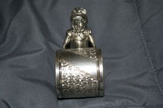 Antq Kate Greenway Girl Simpson Hall Miller Silverplate Figural Napkin Ring 032