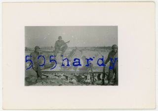 Wwii Us Gi Photo - 540th Engineers On Us Captured German Self - Propelled Gun 2