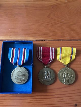 Ww2 American Campaign Medal,  Efficiency Honor Fidelity Medal,  American Defense