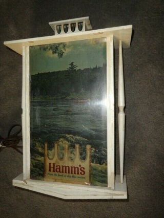 VINTAGE HAMM ' S BEER - LIGHTED SIGN - CANOE ON THE RIVER SCENE 2