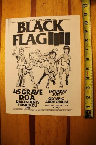 Black Flag Sst Doa Tsol Descendents Raymond Pettibon Vintage 80s Punk Rock Flyer