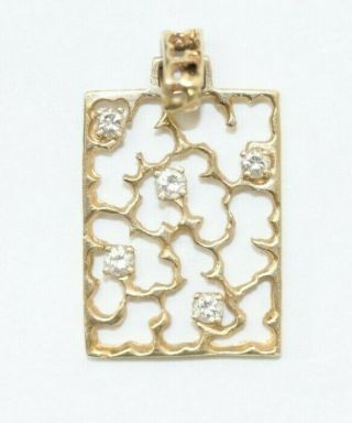 Vintage Diamond,  14k Yellow Gold Necklace Pendant: 2.  1 Grams,  1/4 Ct.
