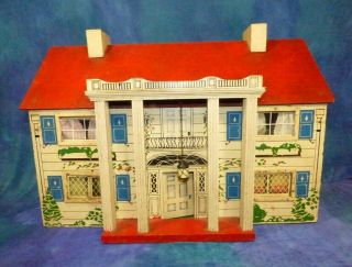 Vintage 1930s Keystone Rich Toys Doll House Dollhouse Colonial Plantation Mp - A