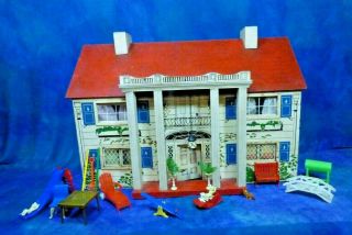 Vintage 1930s Keystone Rich Toys Doll House Dollhouse Colonial Plantation MP - A 2