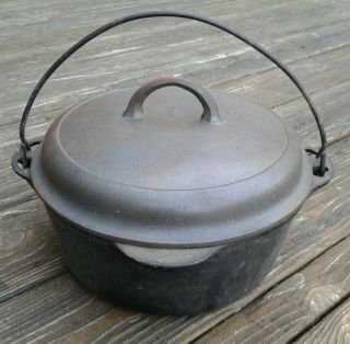 Vintage Griswold No.  8 Cast Iron Tite - Top Round Dutch Oven W/lid 1288b Antique