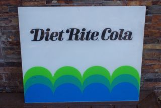 Vintage Diet Rite Cola Soda Sign Lucite 29 X 24 Soda Machine Display