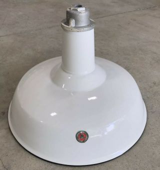Vtg 18 " Appleton White Porcelain Ceiling Light Industrial Lamp Fixture