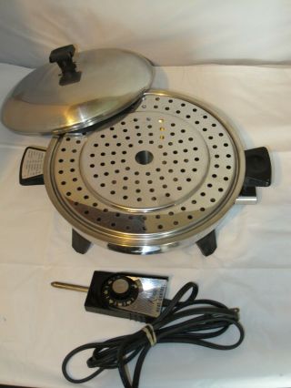 Vtg 11 " Rena Ware 7125e Electric Skillet Fry Pan Stainless Steel Liquid/oil Core