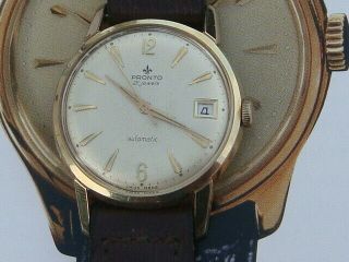 Pronto Vintage 21 Jewel Swiss Mens 1960s Gp Watch Quality Auto Eta Movement Vguc