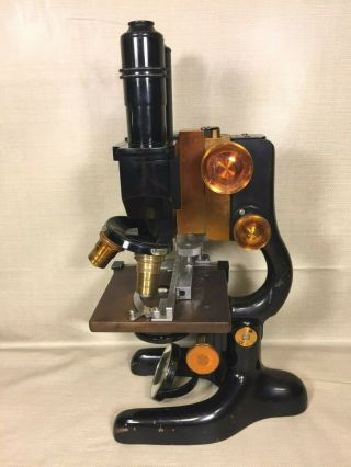 Vintage Bausch & Lomb Binocular Microscope 1929 in Case with Extra 5x 10X Lenses 4