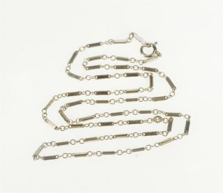 14k 1.  3mm Art Deco Bar Link Fashion Chain Necklace 14.  75 " White Gold 04