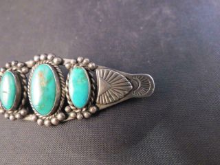 Vintage c.  1950 ' s - 1960 ' s Sterling Silver Navajo Turquoise Pin Brooch 2