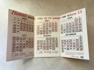 Vintage 1962 Hamm ' s Beer Minnesota Twins MLB Baseball Sports Schedule 3