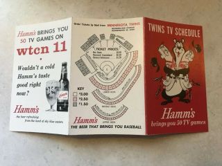 Vintage 1962 Hamm ' s Beer Minnesota Twins MLB Baseball Sports Schedule 4