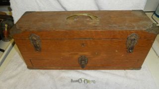 A RARE WOODEN CASED WITH DRAWER CRAFT TOOL LEATHER TOOL SET 150,  PIECE 6