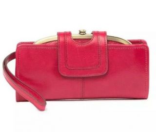 Nwt Hobo International Nova Red Geranium Leather Wallet Wristlet Clutch $138