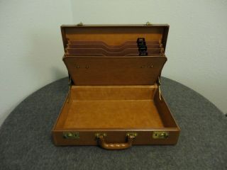 U.  S.  Navy Science Award Vintage Brown Leather Attache Hard Briefcase -