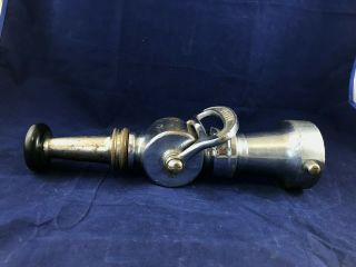 Vintage Nickel plated Brass Fire Hose Nozzle with Elkhart Brass Mfg,  Co.  sprayer 7