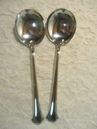 2 Towle Sterling Silver Soup Gumbo Spoons Chippendale Pattern No Monogram