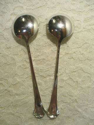 2 Towle Sterling Silver Soup Gumbo Spoons Chippendale Pattern No Monogram 2