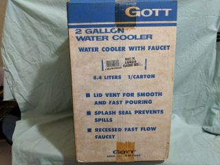 Vintage Gott 2 Gallon Cooler/Water Jug W/Cup & Tray - NOS w/Box 3