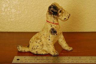 Cute Vintage Cast Iron Hubley Wire Fox Terrier Puppy Doorstop Bookend Figurine 2