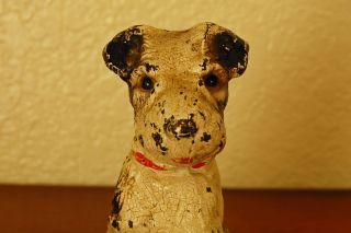 Cute Vintage Cast Iron Hubley Wire Fox Terrier Puppy Doorstop Bookend Figurine 4