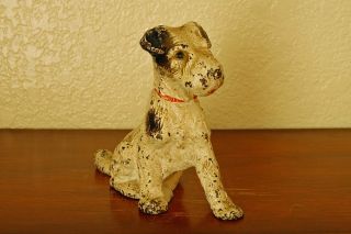 Cute Vintage Cast Iron Hubley Wire Fox Terrier Puppy Doorstop Bookend Figurine 6