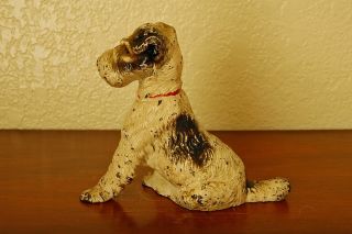 Cute Vintage Cast Iron Hubley Wire Fox Terrier Puppy Doorstop Bookend Figurine 8
