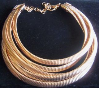 Rare Vintage Unworn Layered Rose Gold Plated Snakechain Choker Necklace Stunning