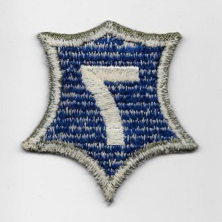 Early - Ww2 Us Made Vii Us Corps Patch - Old Design - Od Border - Ribbed - Us Army