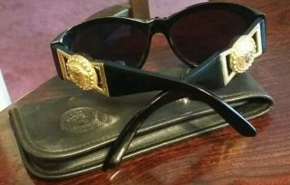 Extremely Rare Vtg Gianni Versace Sunglasses Mod 424/c Rh Col 852bk - Italy/case