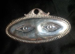 Antique Vintage Solid Silver Ex Voto Eyes Relic Charm Memento Mori Curiosity