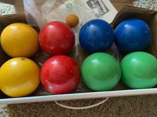 Vintage BOCCE BALL SET Made In Italy Wood COMPLETE with Instructions SPORTCRAFT 4