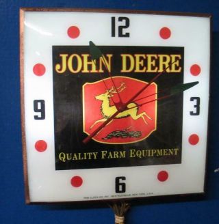 Vintage Pam Lighted Advertising JOHN DEERE QUALITY FARM EQUIPMENT Clock 2