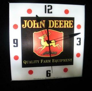Vintage Pam Lighted Advertising JOHN DEERE QUALITY FARM EQUIPMENT Clock 4
