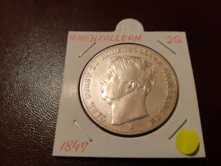 Germany Hohenzollern - Sigmaringen Silver 2 Gulden 1847,  Very Rare