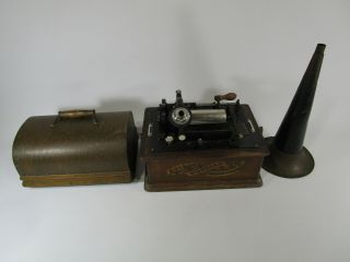 Vintage Edison Cylinder Phonograph Gramophone Music Sound Crank