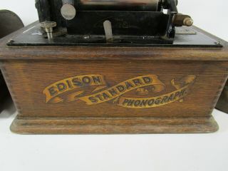 Vintage Edison Cylinder Phonograph Gramophone Music Sound Crank 2