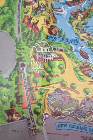 Vintage Walt Disney Disneyland Park Map 1968 Authentic 5