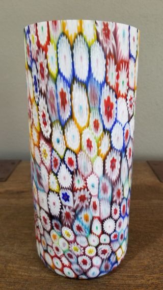 Large Vintage Murano Glass Millefiori Vase By Fratelli Toso 3