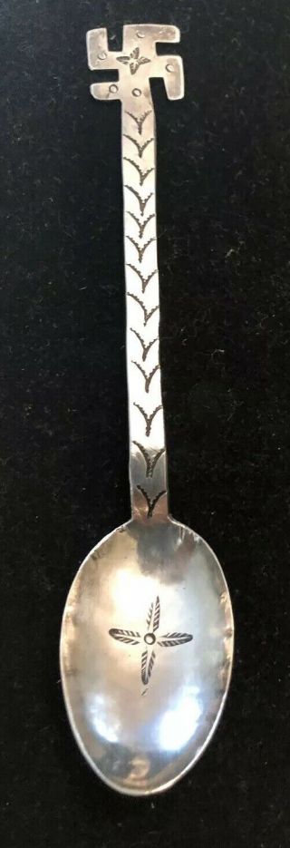 Vintage Navajo Swastika Sterling Silver Souvenir Spoon Indian Native American