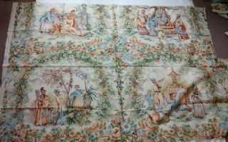 Vintage Fete Chinoise Asian Hand Printed Italy Beacon Hill Cotton Fabric Remnant 4