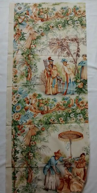 Vintage Fete Chinoise Asian Hand Printed Italy Beacon Hill Cotton Fabric Remnant 5