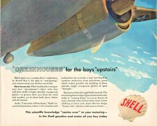 1942 Shell Oil Vintage Print Ad WWII Greenhouses For The Boys Combat Airplane 2